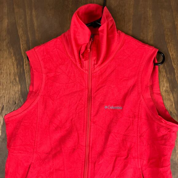 Columbia Womens Vest Jacket Red Fleece Zipped Pockets Full Zip Stretch XL - Picture 2 of 12